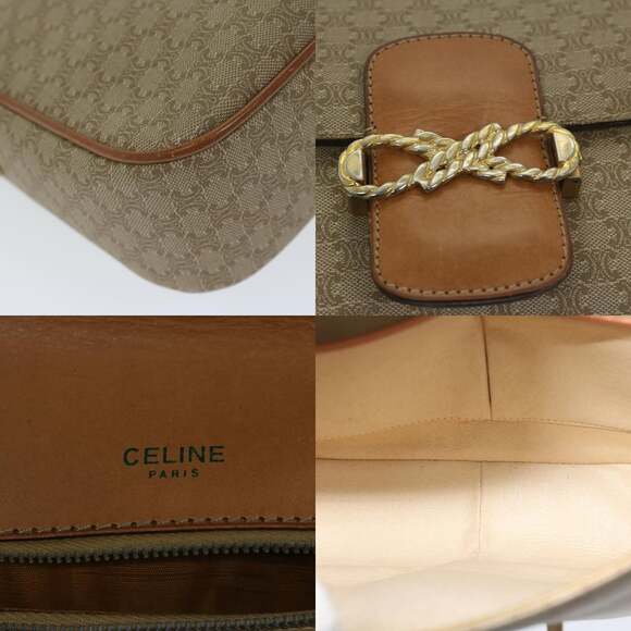 CELINE Macadam Canvas Shoulder Bag Beige - Picture 11 of 12